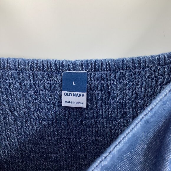 Old Navy Denim Mini Dress Spaghetti Strap With Pockets Large Medium Wash - Picture 2 of 5